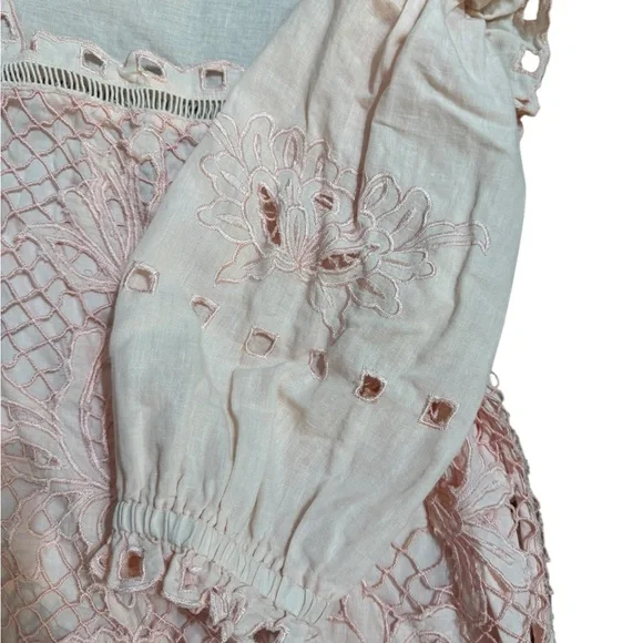 Sundance Blush Pink Embroidered Lace Blouse Romantic Top Sz S - Picture 9 of 11